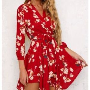 Short floral wrap dress